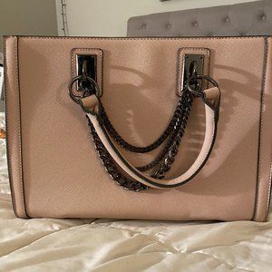 Just Fab pink handbag with chains, Brand New